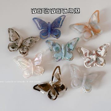 两件9.9折🔥臺灣出貨🔥可開發票✅法式幻彩醋酸小蝴蝶髮夾新款高級感側邊夾氣質劉海夾髮飾新款