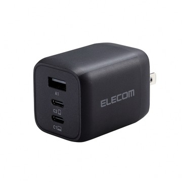 ELECOM 65W GaN氮化鎵三孔快速充電器(小型輕量) ３個充電插槽 EC-AC4465