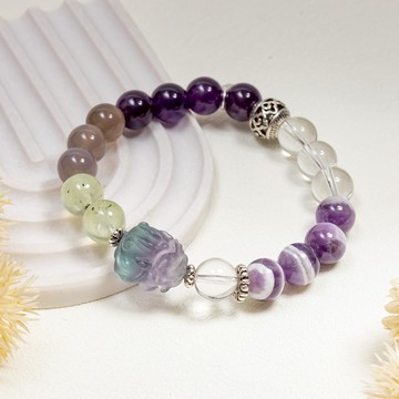 龍龜多寶-藍綠 | 螢石/紫牙晶/葡萄石/白水晶/瑪瑙