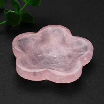 如鴻天然粉晶梅花形水晶消磁碗擺件女士禮物家居裝飾桌面石頭