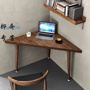 公司貨 超低價 出租屋電腦桌家用學生純實木小戶型轉角書桌墻角桌三角桌鞋子桌 快速發貨