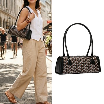 GOYARD BONBONNIERE 塗料帆布法棍包-黑棕