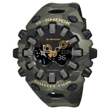 【CASIO 卡西歐】G-SHOCK 迷彩時尚 街頭風格 耀眼金色X迷彩 GA-V01CMG-3A_58.2mm
