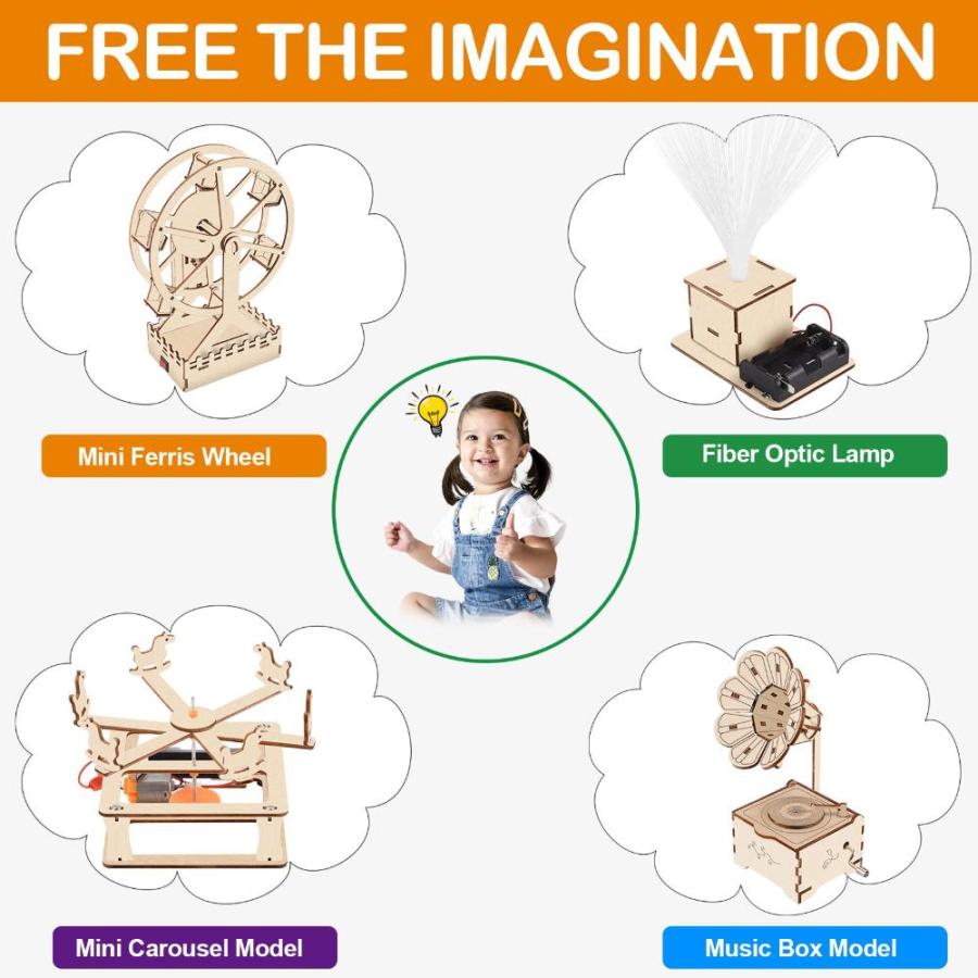 4 in 1 STEM Kits STEM Projects for Kids Ages 8-12 Assembly 3D Wood