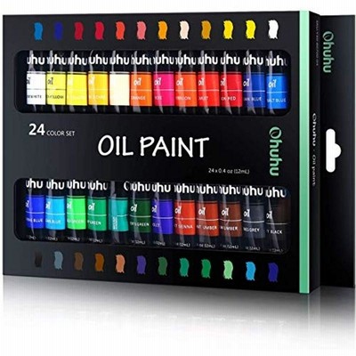 Ohuhu 油絵の具 セット 24色 油絵具 12ml 初心者 鮮やか 色褪せない 着色力 油彩絵具 ペイント オイルペイント チューブ 学