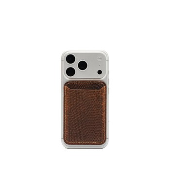 適用於 iPhone 17/16/15/14/13/12 的磁吸皮革錢包 - 壓花蛇紋款