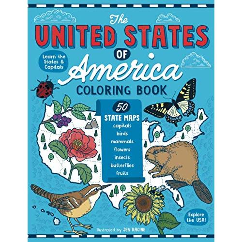 The United States of America Coloring Book: Fifty State Maps with Capitals