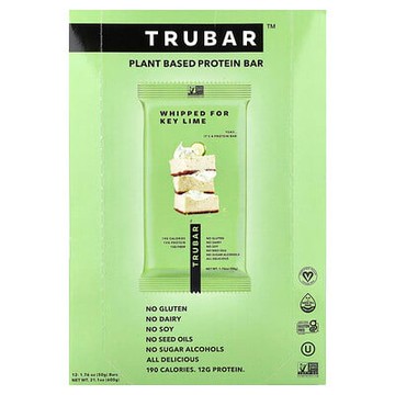 Trubar, 植物基蛋白棒，泡打酸橙，12 根，每根 1.76 盎司（50 克）