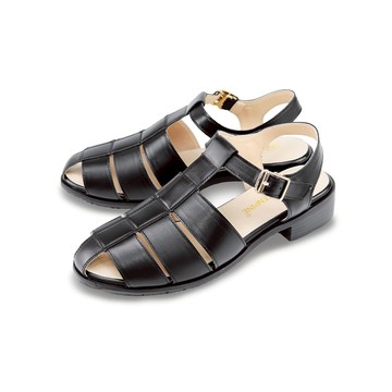 『官網獨家★特賣福袋』GREEN PINE舒適全真皮平底羅馬涼拖鞋 黑色 (00412256)