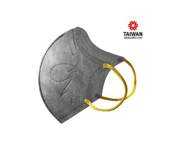 :dc 克微粒-PM2.5 空汙防護 立體口罩成人 灰口罩+黃耳帶 L Siz