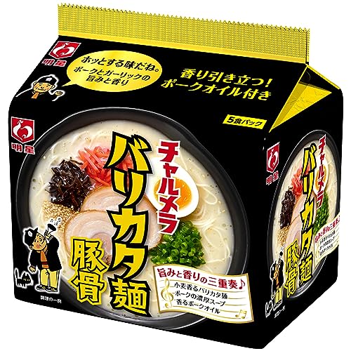 明星 チャルメラ バリカタ麺豚骨 5食パック 410g 6個