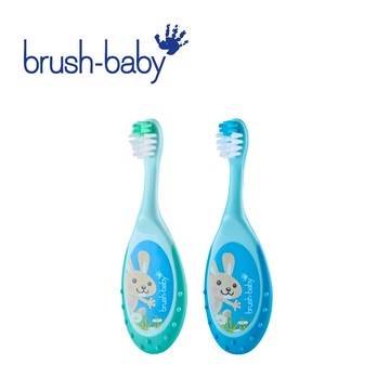 Brush Baby - 幼兒易握安撫學習牙刷-青+藍-(0-3Y) 2入