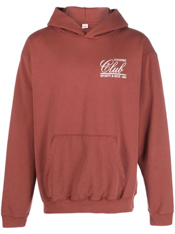 Sporty & Rich - graphic-print cotton hoodie - men - Cotton - XL - Brown