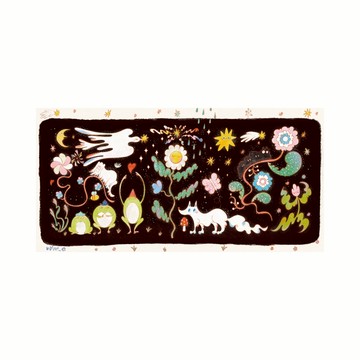 藝術版畫｜幽默之星｜幽默之森 - 60x30cm-黑胡桃色鋁框