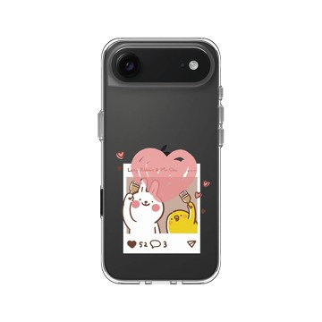 iPhone Air Clear Case（相機按鈕） 透明 - 懶散兔與啾先生 Lazy Rabbit and Mr.Chu - Send heart