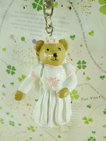 【震撼精品百貨】泰迪熊 Teddy Bear 鑰匙圈-白禮服 震撼日式精品百貨