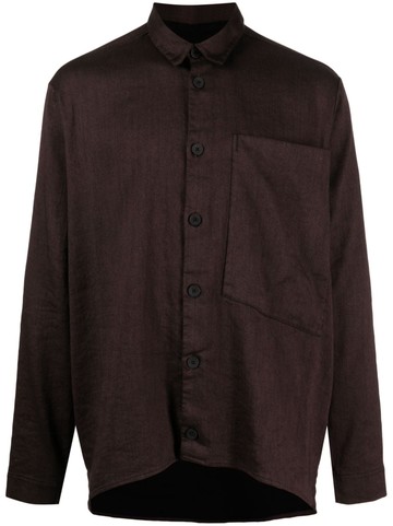 Transit - patch-pocket button-up shirt - men - Elastane/Linen/Flax/Cotton - XL - Red