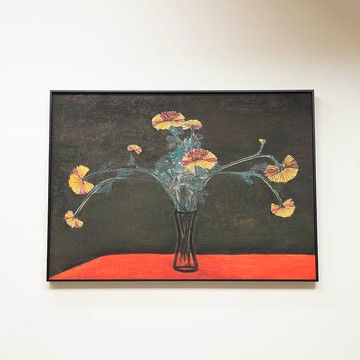 【藝術掛畫】綠底瓶菊  / 常玉