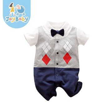 JOYBABY 包屁衣 嬰兒純棉短袖裝 連身衣 童裝 格子紳士款