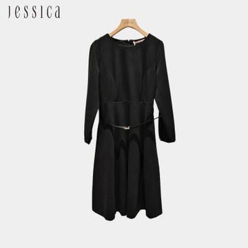 JESSICA - 氣質極簡收腰寬裙擺長袖洋裝G34708