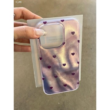 滿屏紫色小愛心iPhone15promax蘋果14手機殼13/XR水波紋12女11xs8