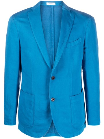 Boglioli - slim-cut single-breasted blazer - men - Cotton/Cupro/Linen/Flax - 52 - Blue