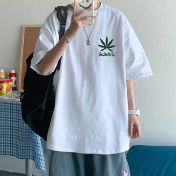 100%純棉港風短袖男學生寬鬆潮流夏季t恤圓領百搭韓版上衣ins男裝