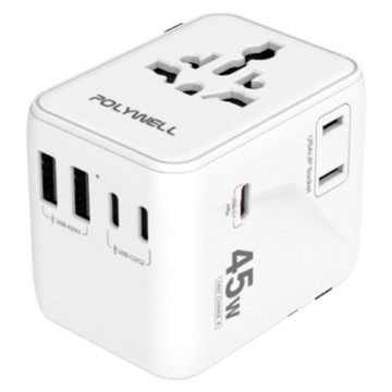 POLYWELL 寶利威爾 多國旅行充電轉接器/萬國旅行充 PW15-T05-A146 無美規  白色  1個
