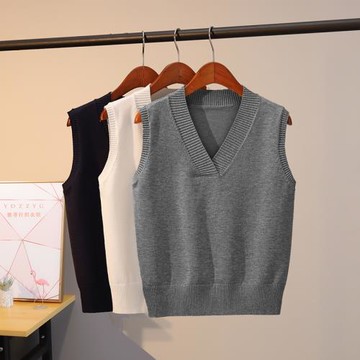 純色工作服馬夾背心內搭襯衣logo定制坎肩春秋男女同款針織馬甲棉