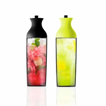 硼矽玻璃冷泡茶胡頸瓶 (1100ml)對瓶-1黃1黑