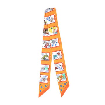 Hermes 愛馬仕 Hermes Story Twilly絲巾(芒果/灰)