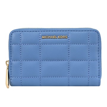 MICHAEL KORS JET SET 浮雕LOGO拉鍊零錢包(藍)