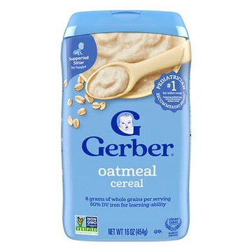 Gerber, 嬰兒穀類食品，Grain & Grow，1st Foods，一段燕麥米粉，16 盎司（454 克）