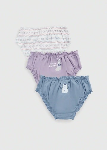 女童三入組_ 抗菌系列．抓皺花苞三角內褲(雪國童話)