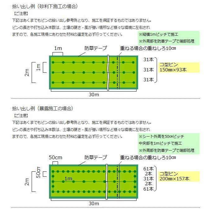 ザバーン 防草シート用 コ型止めピン１５０ｍｍワッシャー各５０個セット