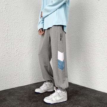 褲子男士春季寬松運動抽繩束腳褲夏季春秋款潮牌灰色休閑長褲衛褲