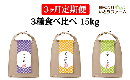 いとうファームの令和5年産米 3種食べ比べ 15kg