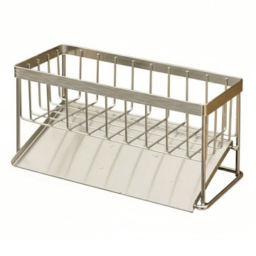 B BLOCK 全不鏽鋼304 自動瀝水 菜瓜布架  銀  1個