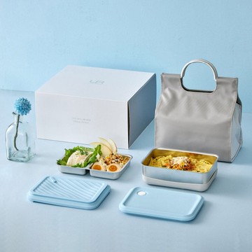 【 Pinkoi 限定 】Double Box 便當盒禮盒 －B2 藍海浪花