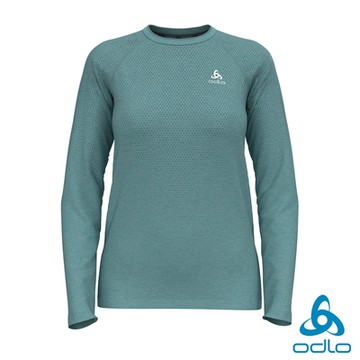 瑞士 ODLO 官方旗艦 女 SEAMLESS長袖T-SHIRT 水霧綠麻花 銀離子 透氣 抑菌抗臭 登山 健行 運動 輕量 機能 涼爽