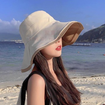 大帽檐雙面漁夫帽 遮陽帽遮臉防曬帽防紫外線大沿太陽帽【聚寶屋】