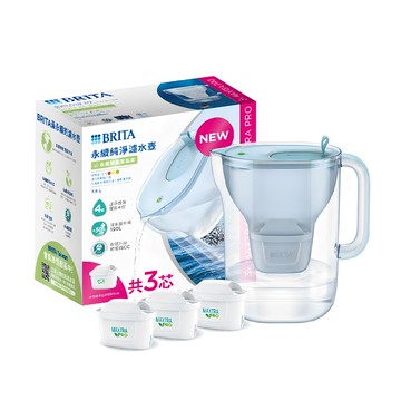 BRITA eco Style永續版純淨濾水壺 + MXPRO全效型濾芯 3個  藍色  1套