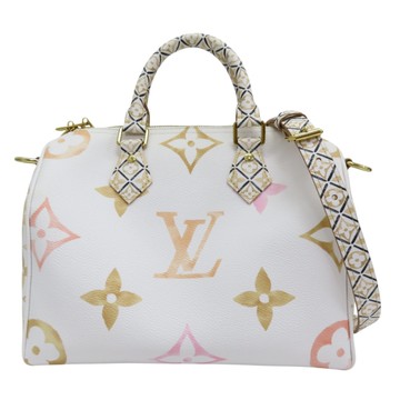 【二手名牌BRAND OFF】LOUIS VUITTON LV 路易威登 白色 原花 帆布 By The Pool Speedy Bandouliere 25