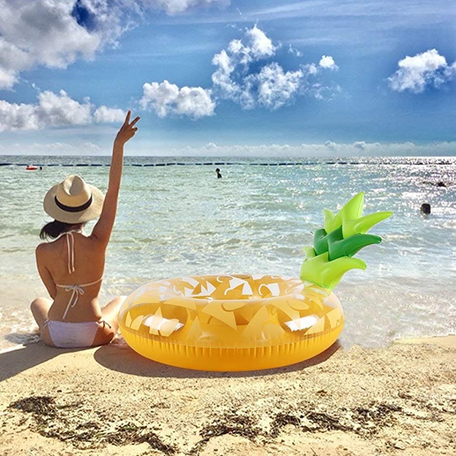 Madrugada for beach 浮き輪 大人用 120cm パイナップル フルーツ フロート ポンプ付き2点セット リゾート ビーチ 海