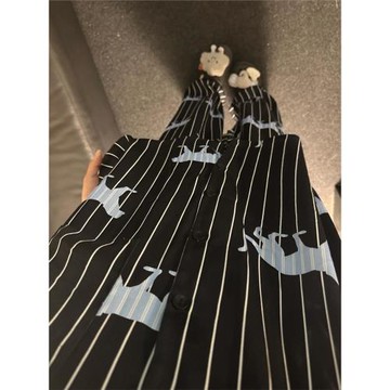 小眾設計感條紋高級豹紋短袖睡衣女夏季2024新款寬松家居服套裝夏
