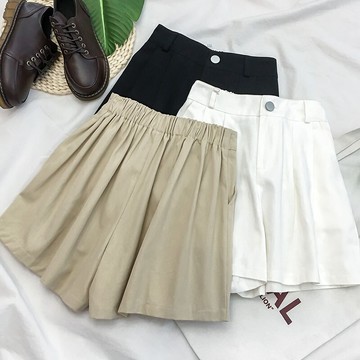 牛仔褲短褲女夏季新款港風chic純色百搭高腰闊腿熱褲直筒褲潮