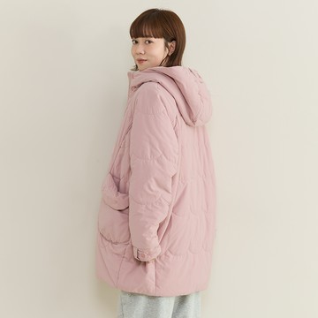 a la sha 小波浪壓紋長版鋪棉外套