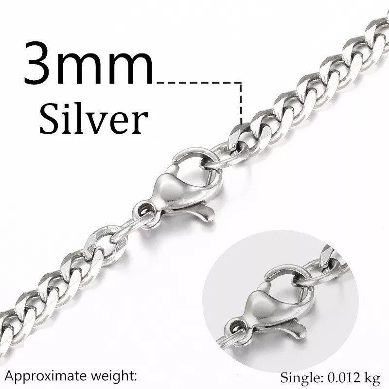 チェーンネックレス 幅3mm 6mm シルバーメッキ ファッショナブル