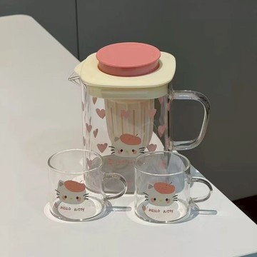 【格物】可愛冷水壺 玻璃冷水壺 泡茶壺 泡茶水壺 耐高溫 高顏值水杯 家用水杯 耐熱冷水壺 玻璃水壺 涼水壺 冷水壺