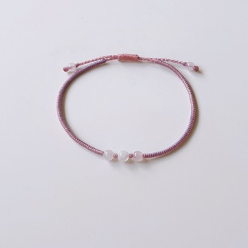 月光石+粉晶*2 極細 金剛結 蠟線手環 / 守護愛情 戀愛運